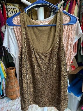 J. Crew Gold Sequin Tank Top Size S